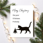 This Year I’ll Behave Probably Funny Cat Christmas カード