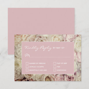 Thistle フランスの Pink RSVPカードバラ背景 出欠カード