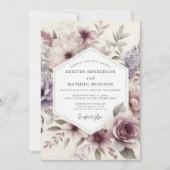 Thistle Aquarelle Flora Wedding 招待状 (正面)