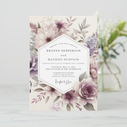 Thistle Aquarelle Flora Wedding 招待状 (スタンド正面)