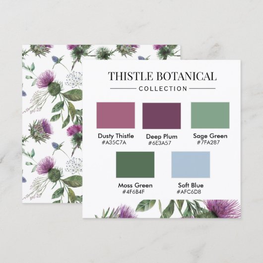 Thistle Botanical Color Palette Card 招待状 (正面/裏面)