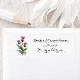 Thistle Botanical Watercolor Return Address Label ラベル