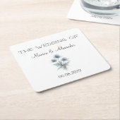 Thistle Floral Scottish Scotland Wedding スクエアペーパーコースター (アングル)