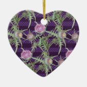 Thistle flowers watercolor pattern セラミックオーナメント (正面)