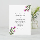 Thistle Purple Floral Scottish Simple Wedding 招待状 (スタンド正面)