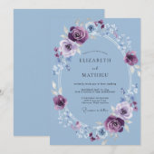 Thistle Purple Refined Winter Wedding 招待状 (正面/裏面)