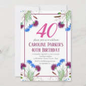 Thistle Scotish 40th Birthday Purpleフローラ 招待状 (正面)