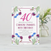 Thistle Scotish 40th Birthday Purpleフローラ 招待状 (スタンド正面)