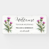Thistle Scotland Flowers Rustic Elegant Wedding 横断幕 (横)