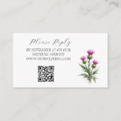 Thistle Scottish Watercolor Purple Floral Wedding エンクロージャーカード (正面)