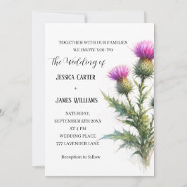 Thistle Scottish Watercolor Rustic Wedding 招待状
