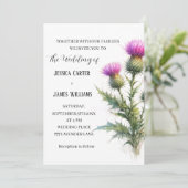 Thistle Scottish Watercolor Rustic Wedding 招待状 (スタンド正面)