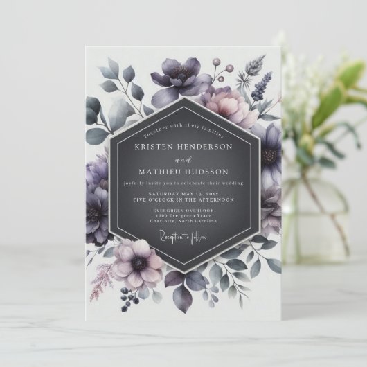 Thistle Shadowy Flora Wedding 招待状 (スタンド正面)