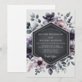 Thistle Shadowy Flora Wedding 招待状 (正面/裏面)