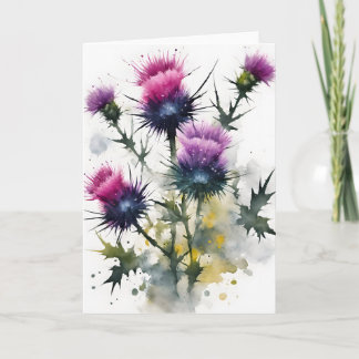 Thistle - Watercolor flowers カード