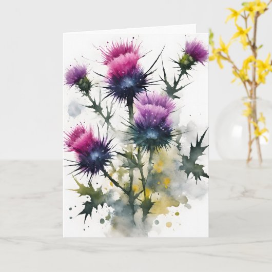Thistle - Watercolor flowers カード (黄色い花)