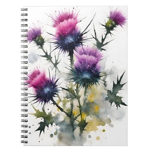 Thistle - Watercolor flowers ノートブック (正面)