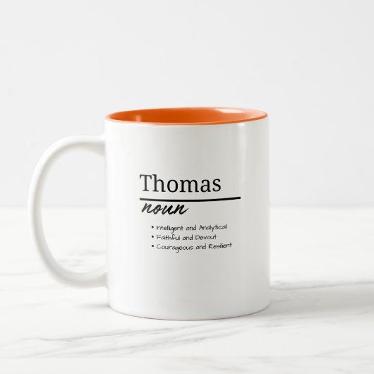 Thomas、Boy Personalized Name Definition ツートーンマグカップ (左)