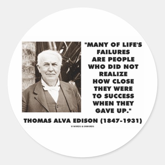 Thomas Edisonが成功に近い失敗を与え発生 ラウンドシール (正面)