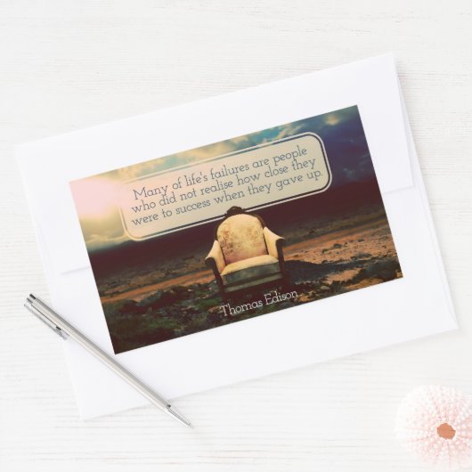 Thomas Edison感動的引用文「Failures」 長方形シール (封筒)