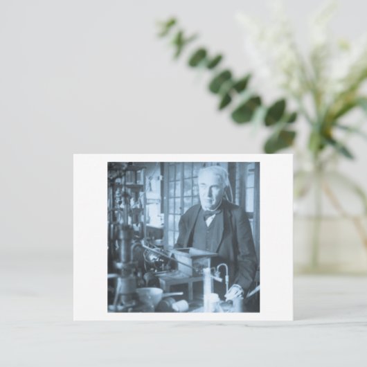 Thomas Edison氏の研究室のステレオビューシアントーン ポストカード (スタンド正面)