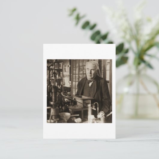 Thomas Edison氏のLab Stereoview ポストカード (スタンド正面)