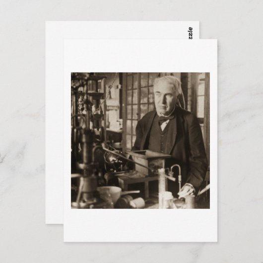 Thomas Edison氏のLab Stereoview ポストカード (正面/裏面)