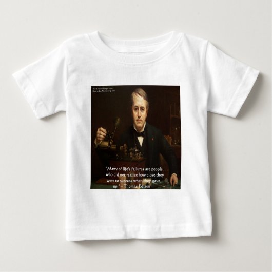 Thomas Edison "B4成功"知恵の引用文ギフト ベビーTシャツ (正面)