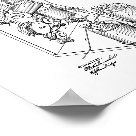 Thomas Edison Telegraph Patent ポスター (角)