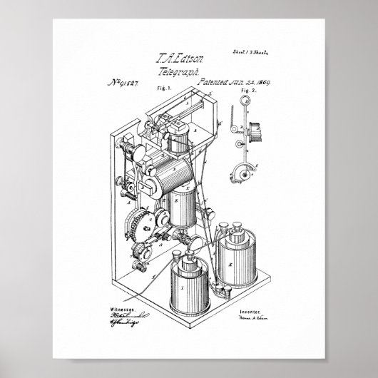 Thomas Edison Telegraph Patent ポスター (正面)