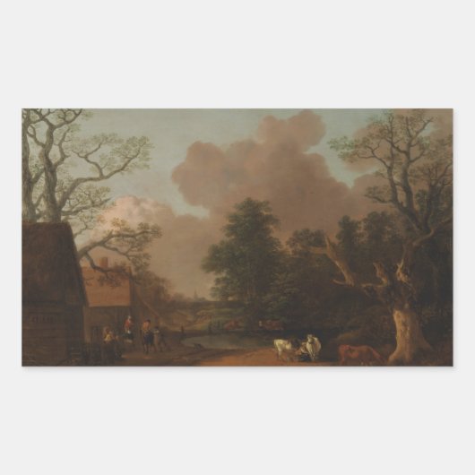 Thomas Gainsborough – ミルクメイドの風景 長方形シール (正面)