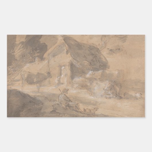 Thomas Gainsborough -姿付きオープン風景 長方形シール (正面)