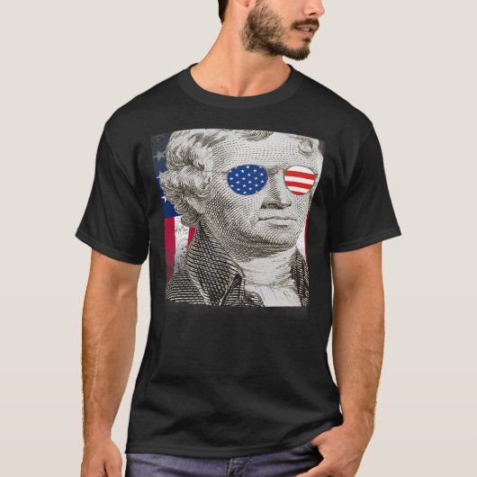 Thomas Jefferson Patriotic American Flag 4th of Ju Tシャツ (正面)