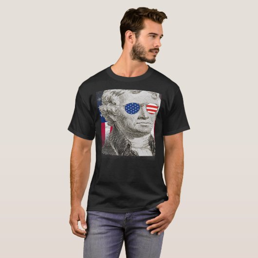 Thomas Jefferson Patriotic American Flag 4th of Ju Tシャツ (正面フル)