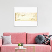 Thomas Jefferson Signature on Bank Check 1809 キャンバスプリント (インサイチュ (リビング))