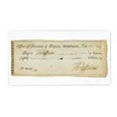 Thomas Jefferson Signature on Bank Check 1809 ラベル (正面)