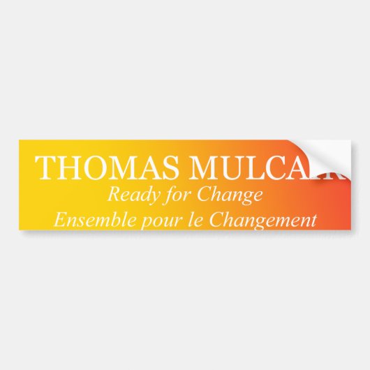 Thomas MulcairがChange Ensembleに向けて準備 バンパーステッカー (正面)