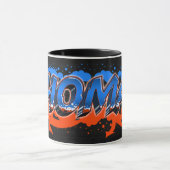 Thomas Vorname Name Graffiti blue orange Tasse マグカップ (中央)