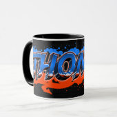 Thomas Vorname Name Graffiti blue orange Tasse マグカップ (正面左)