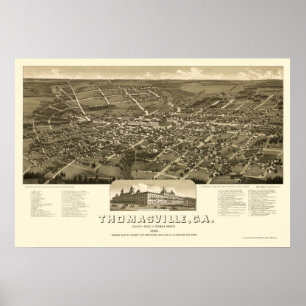 ThomasvilleのGAのパノラマ式の地図- 1885年 ポスター