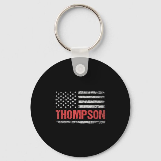 Thompsonという名前のアメリカ国旗 - Thompsonの姓  キーホルダー (正面)