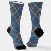 Thompson Tartan Plaid Grey Blue Pattern ソックス (傾斜あり)