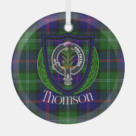 Thomson Scottish Clan Tartan & Crest ガラスオーナメント