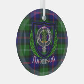 Thomson Scottish Clan Tartan & Crest ガラスオーナメント (正面右)