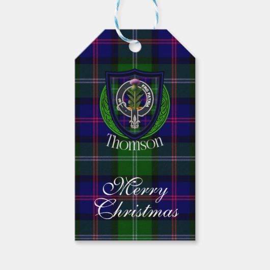 Thomson Scottish Clan Tartan & Crest ギフトタグ (正面)
