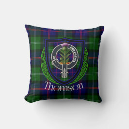 Thomson Scottish Clan Tartan & Crest クッション