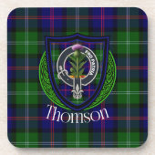 Thomson Scottish Clan Tartan & Crest コースター (正面)