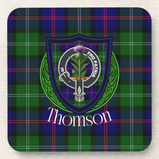 Thomson Scottish Clan Tartan & Crest コースター (正面)