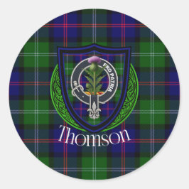 Thomson Scottish Clan Tartan & Crest ラウンドシール