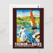 Thonon, Les Bains, Women on Yacht,フランス ポストカード (正面/裏面)